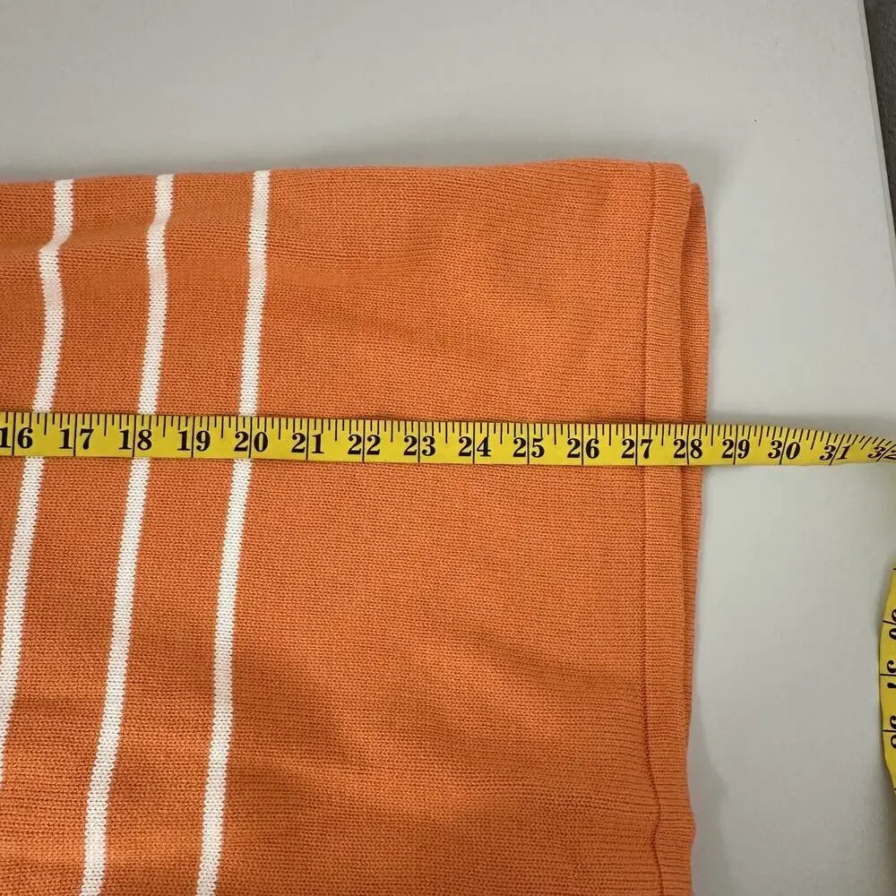 J Jill Sweater Womens XL Orange Striped Knit Boxy‎ Ties Casual Lagenlook Stretch
